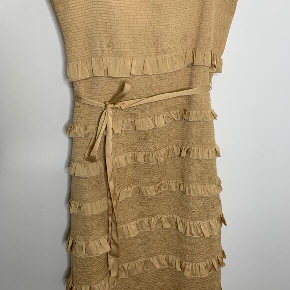 V. Chapman Lily Midi Bodycon Dress Warm Sand Womens Size 10 - Picture 12 of 16